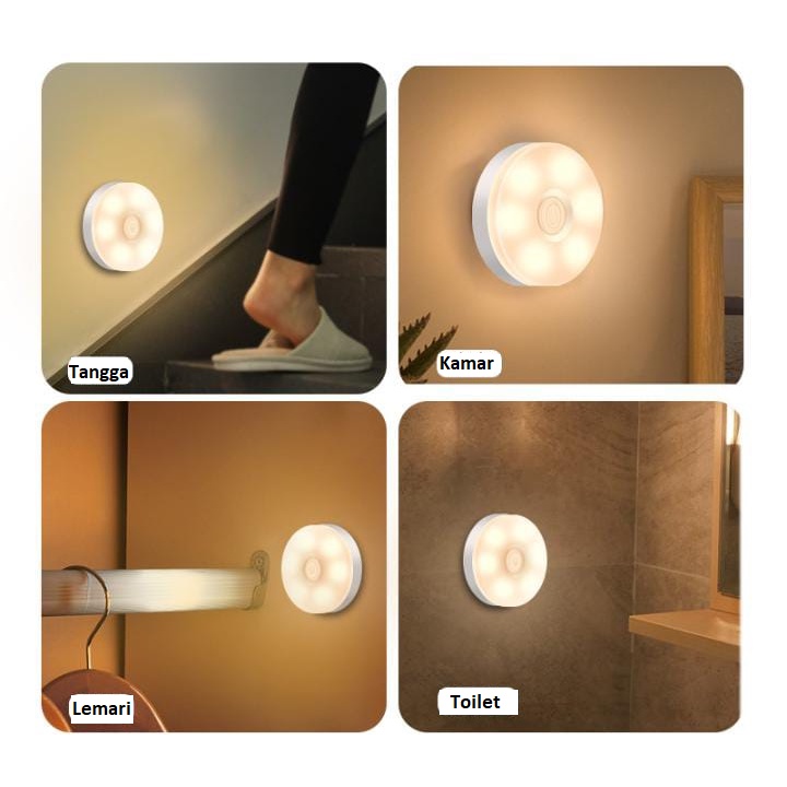 Lampu Dinding 3 Warna LED Magnet Lampu Tempel