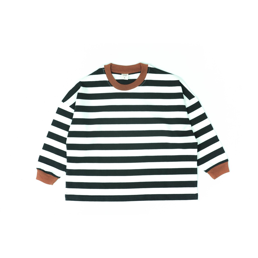 Bajubaja junior overstripe / kaos oversize salur tangan panjang anak bahan cotton 30s