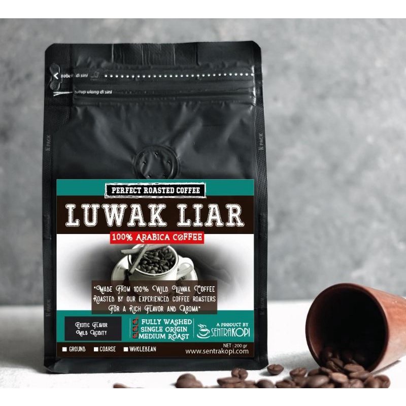 

Kopi Luwak Liar Arabika Gayo 200 Gram - Bubuk / Biji - Pure Wild Civet Arabica Coffee