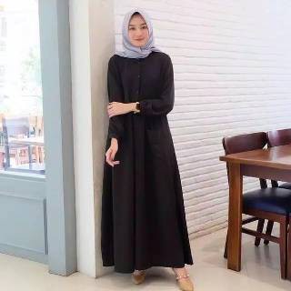 Gamis Terbaru 2021 Baju gamis Remaja Modern Kekinian Polos Hitam