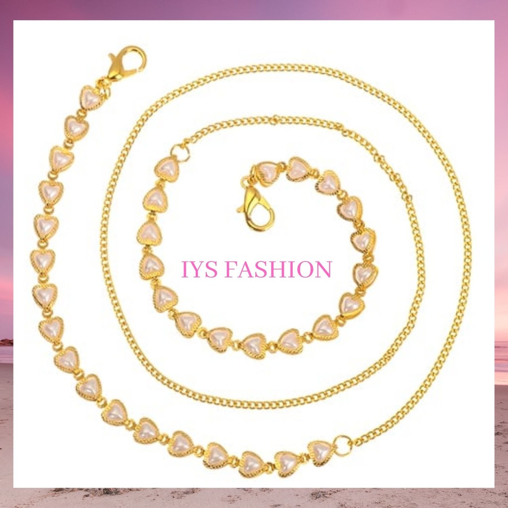 Kalung Masker Rantai Gold Mutiara Love