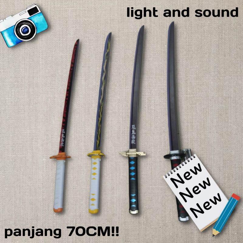 mainan anak pedang samurai led deadpool demon slayer sensor gerak nyala ada suara