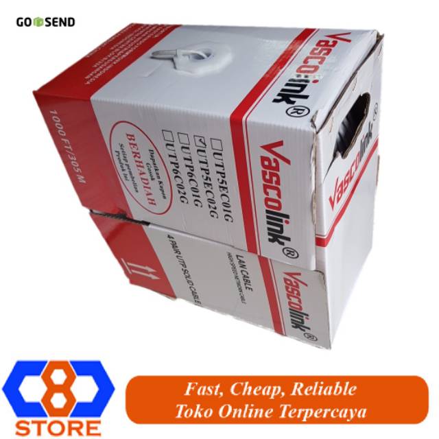 KABEL UTP VASCOLINK CAT 5E 305M 1000FEET KABEL JARINGAN ROL