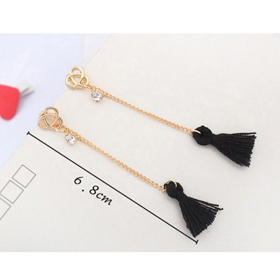 LRC Anting Tusuk Bohemia Padparadscha Diamond Decorated Tassel Design Alloy Stud Earring