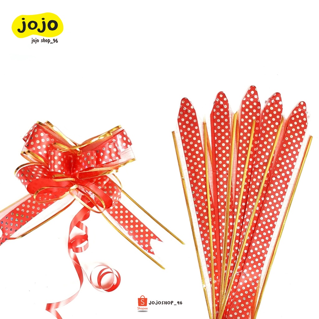 

Pita Serut Pita Kado Tarik Pull Flower Ribbon Glitter Lis Emas 50mm (10pcs)