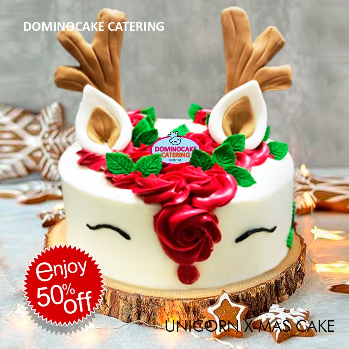 

Christmas - Unicorn Christmas Cake - Cake Christmas - Hampers Natal - Dominocake