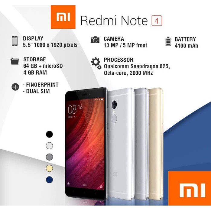 Jual Xiaomi Redmi Note 4 - 4/64 - 4 GB / 64 GB - Garansi Resmi - Baru ...