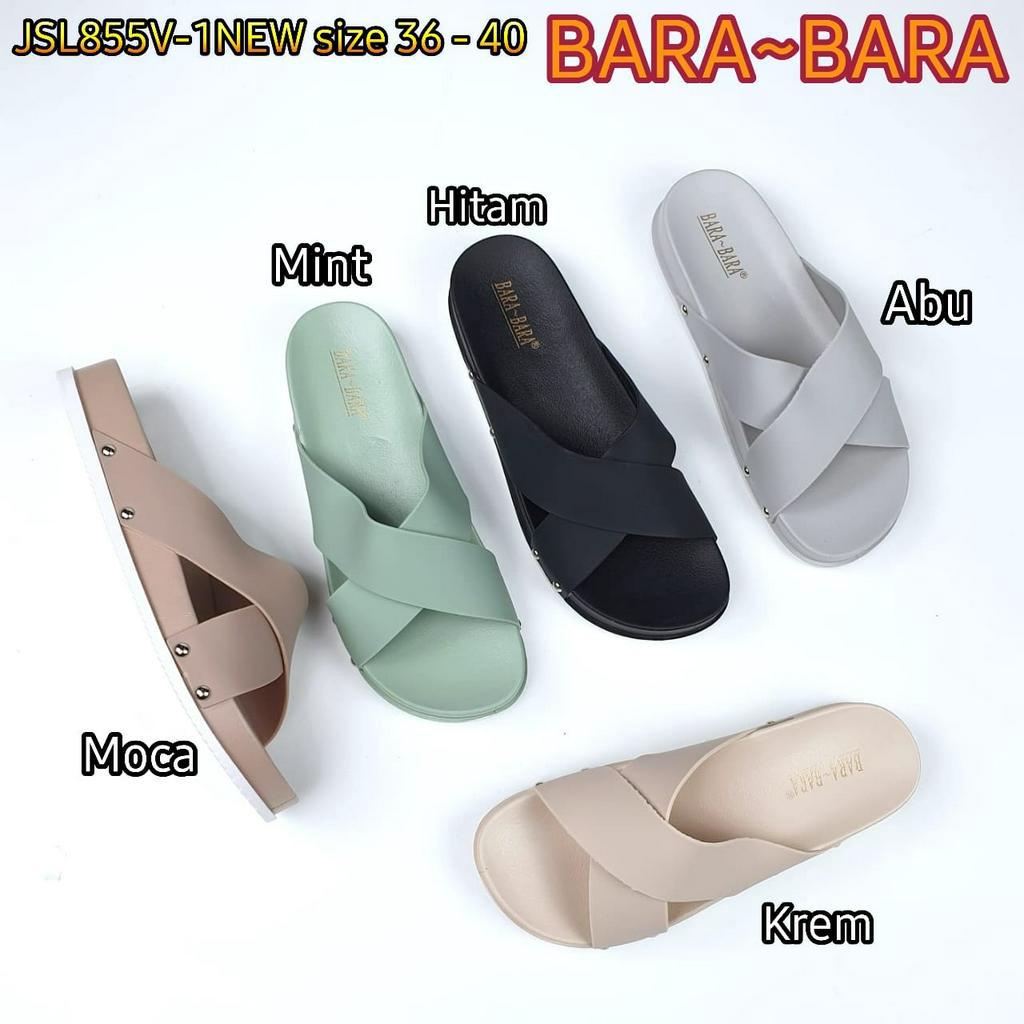 BARA BARA ORIGINAL jelly sandal karet empuk murah wanita barabara sendal selop import JSL855V-1NEW