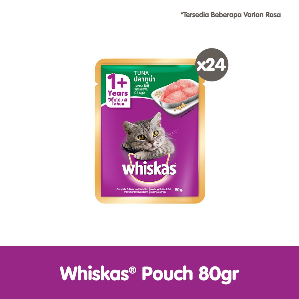 Promo CEK HARGA WHISKAS® Makanan Kucing Basah Pouch 80gr Isi 24