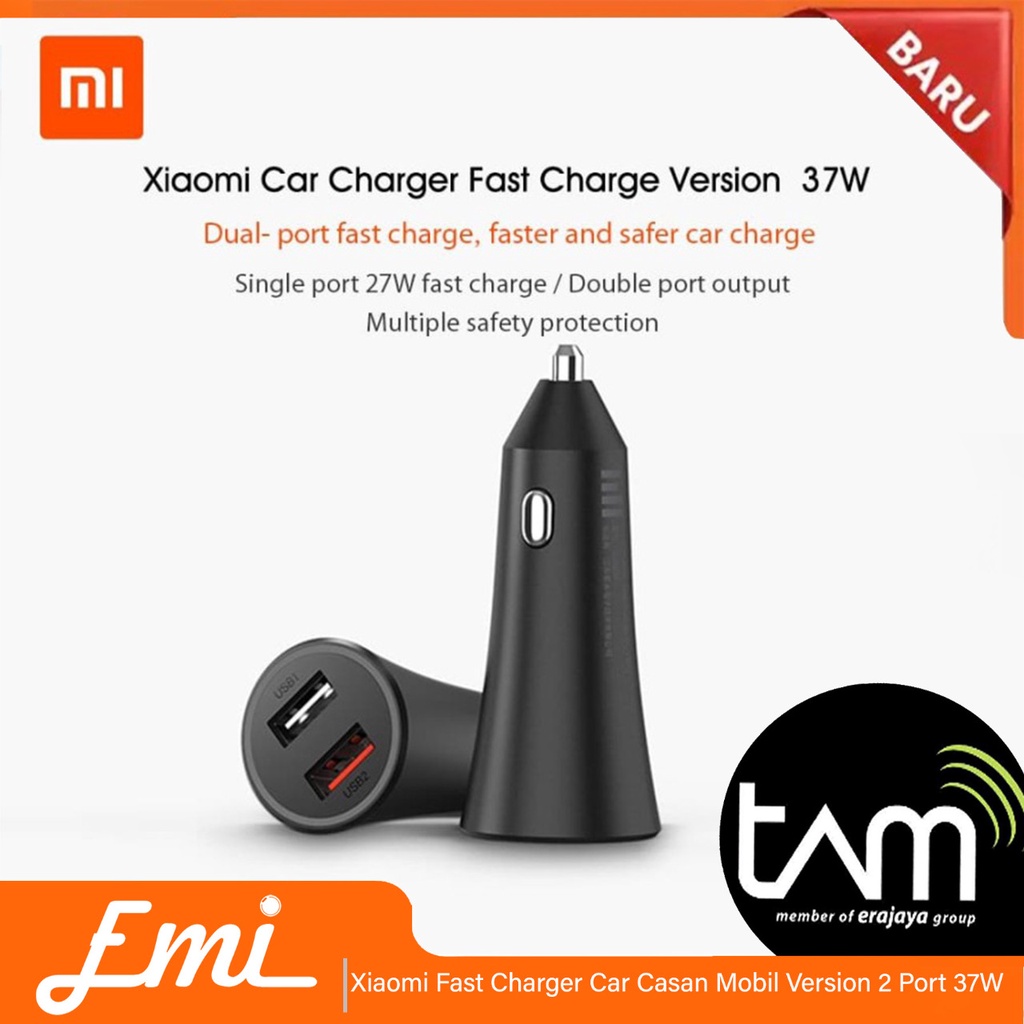 Xiaomi Fast Charger Car Casan Mobil Version 2 Port 37W - CC06ZM