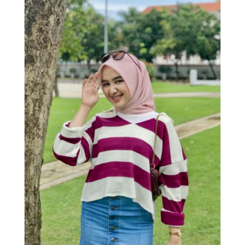 CROP TOP RAJUT ATASAN BLOUSE WANITA LIDYA OVER SIZE DANIRA