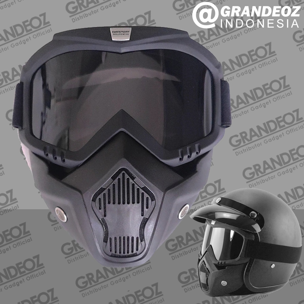 TaffSPORT BOLLFO Goggles Kacamata + Masker Full Face Helem Goggle Mask Helm Gun Ski Motor Cross Tope