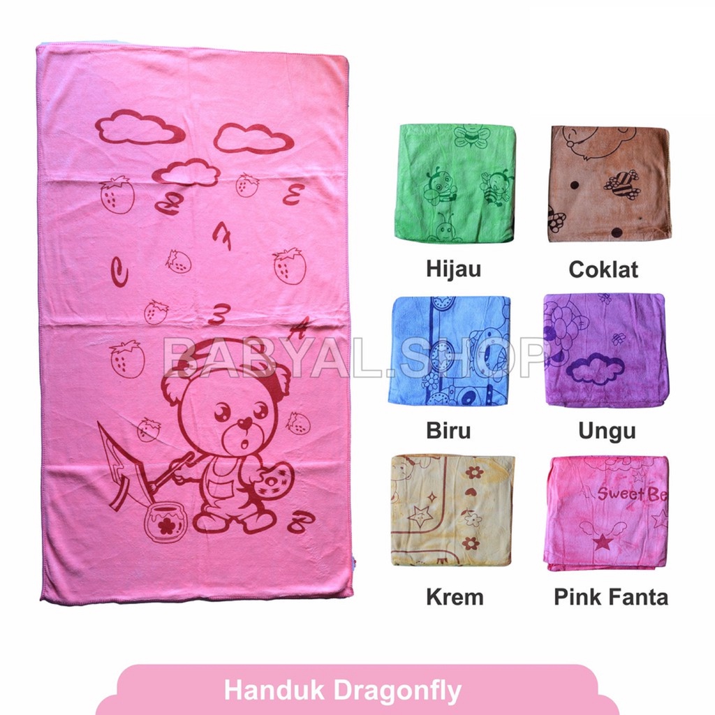 DRAGONFLY HANDUK BAYI MANDI ANAK 100X50 CM / KAIN MICROFIBER LEMBUT HALUS