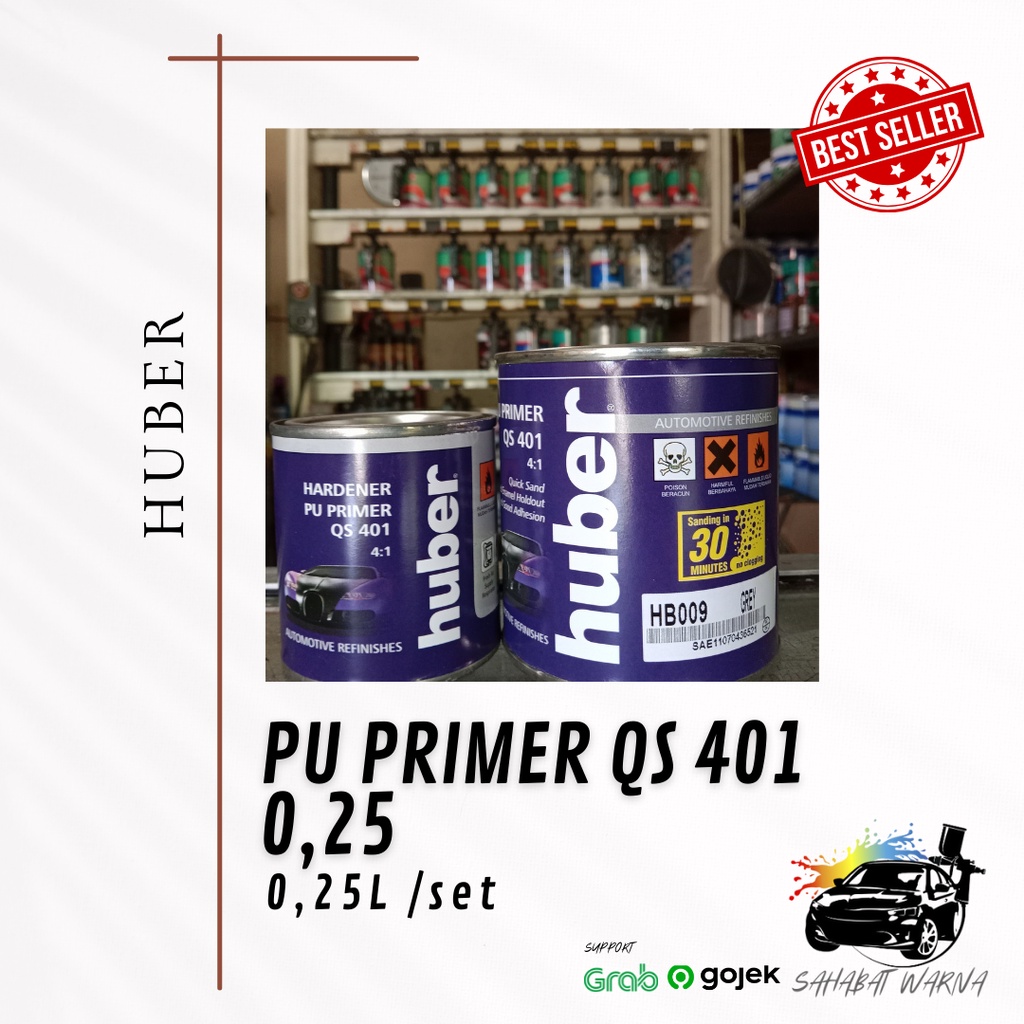 Epoxy Huber Primer QS401 Abu  - 0,25 L set / Epoksi/ Cat Dasar