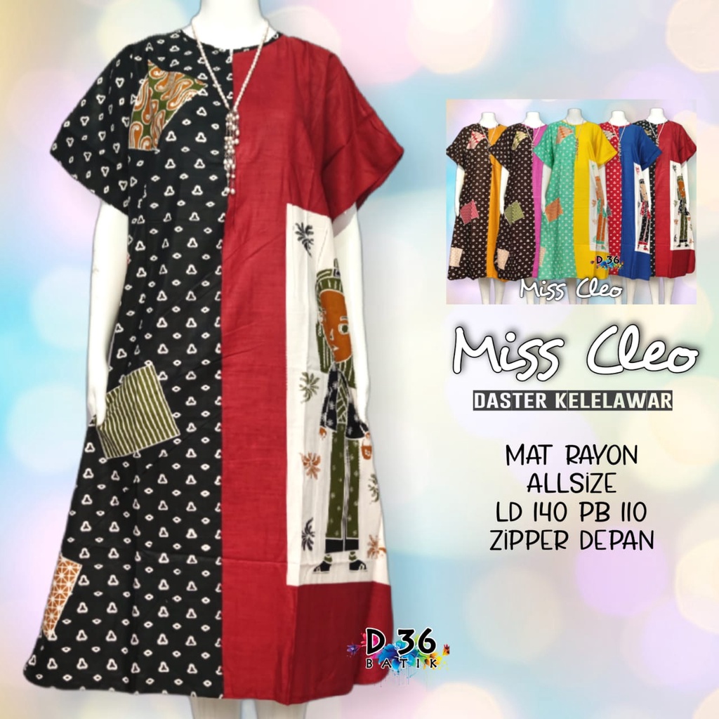 Daster Miss Cleo Kelelawar Semerbak Batik Pastel Baju Tidur Kartun Jumbo Santai Casual Home