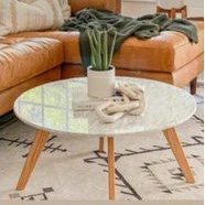 Meja lesehan bulat meja kopi bulat meja tamu minimalis