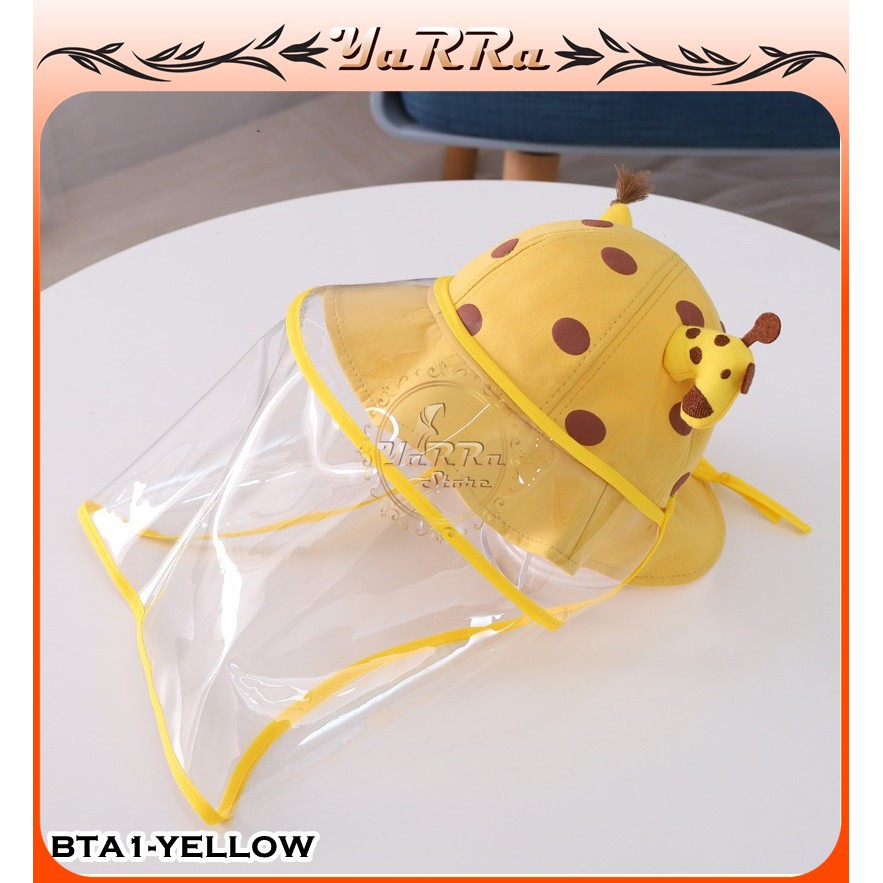 TOPI ANAK BUCKET PEREMPUAN BUCKET LAKI LAKI MOTIF JERAPAH PELINDUNG WAJAH ANTI VIRUS BTA-BTA1-YELLOW