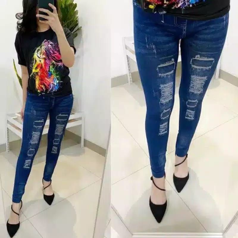 NEW LEGGING IMPORT MOTIF JEANS 9033#/LEGGING IMPORT MURAH