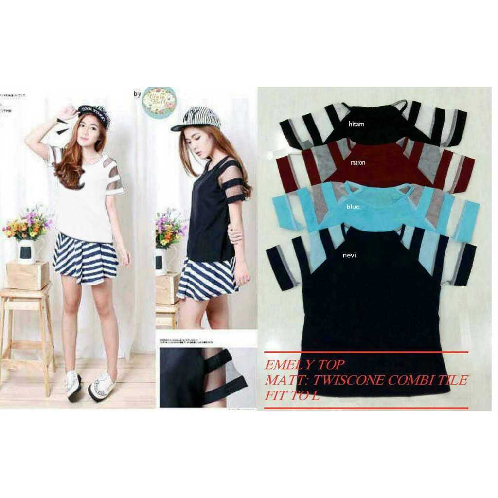 [Emely top Putih RO] Blouse Wanita Twiscont Putih