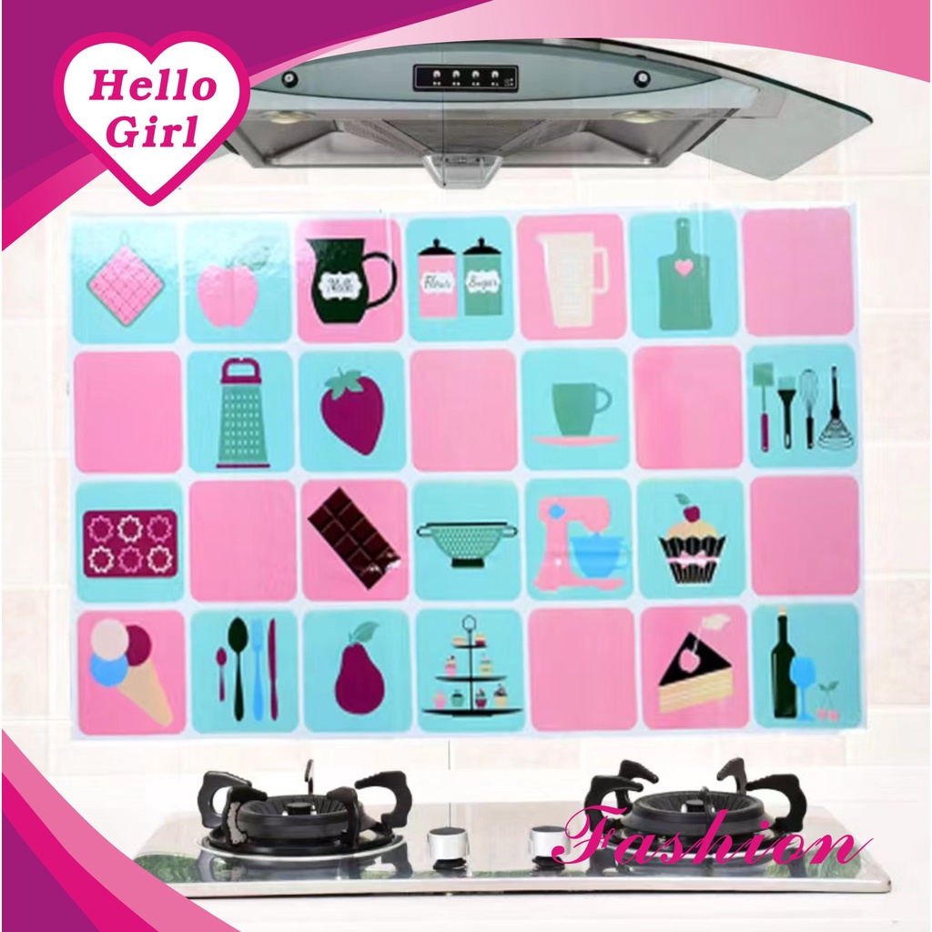 (Hello Girl) D44 Stiker/Wallpaper Dinding Dapur Anti Minyak Import