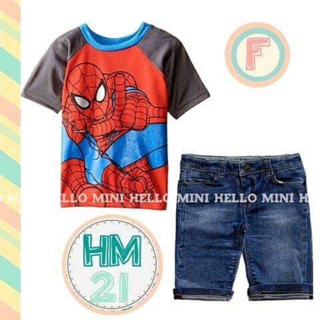 Setelan spiderman anak hm21