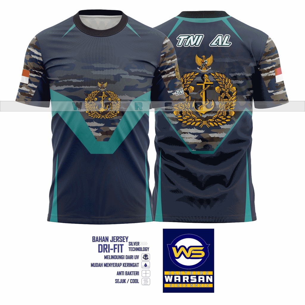 Kaos Jersey TNI AL (Angkatan Laut) / Kaos Fullprint TNI AL (Angkatan Laut) / Kaos Sublim TNI AL (Ang