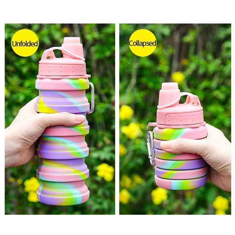 Gelas Lipat Silikon Foldable Camouflage Travel Mug 500ml - R2033 - Pink
