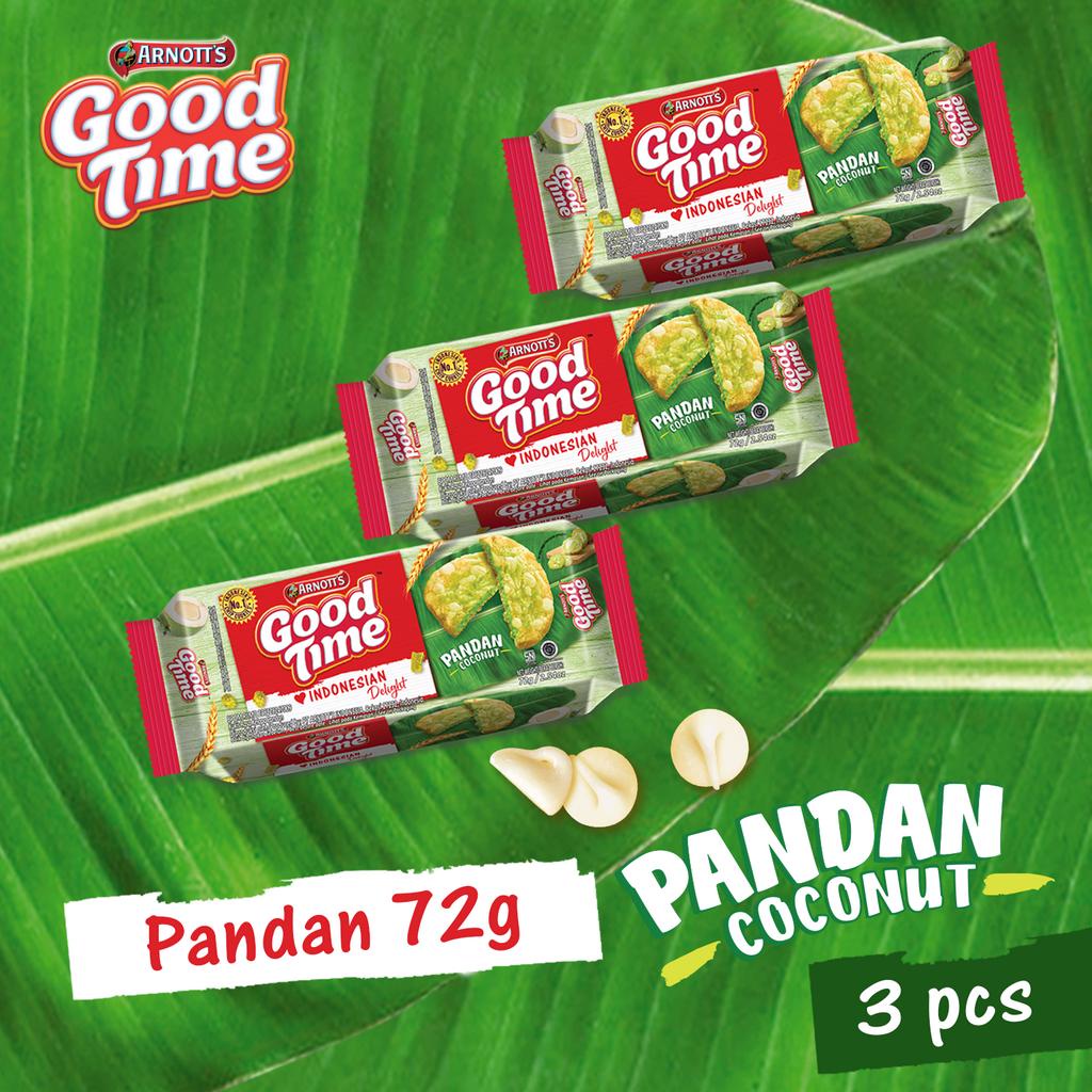 

Arnott's Good Time Cookies Pandan Coconut 72gr Triple Pack