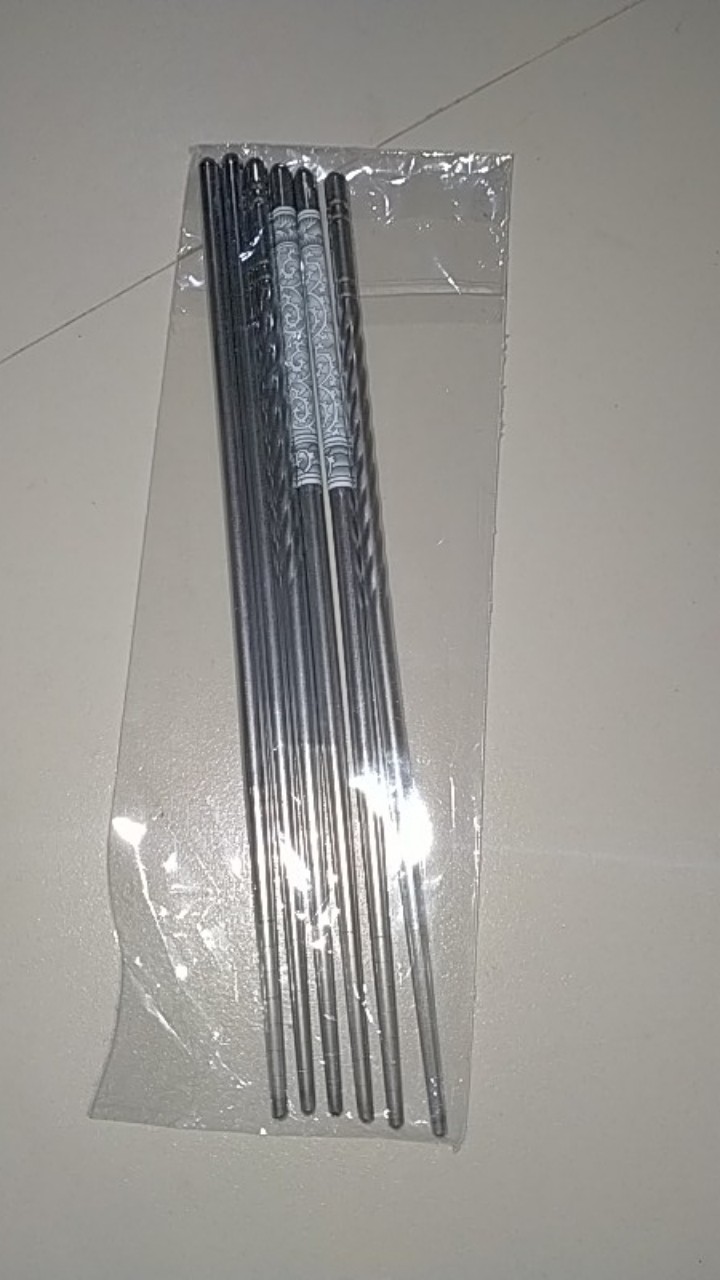 Laciola 3 Pasang Sumpit Stainless Steel Berkelas Chopstick Import High Quality