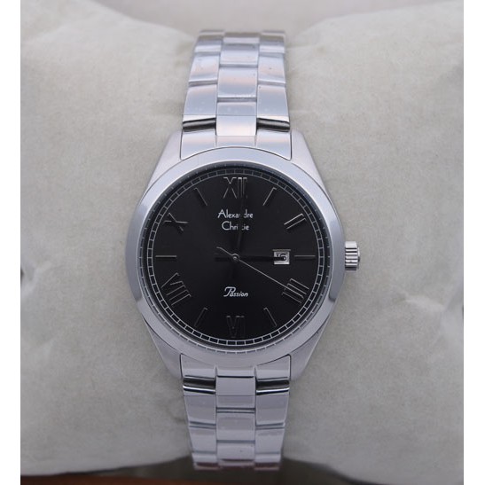 Jam Tangan Wanita Alexandre Christie Ac 2711 Silver Plat Hitam Original