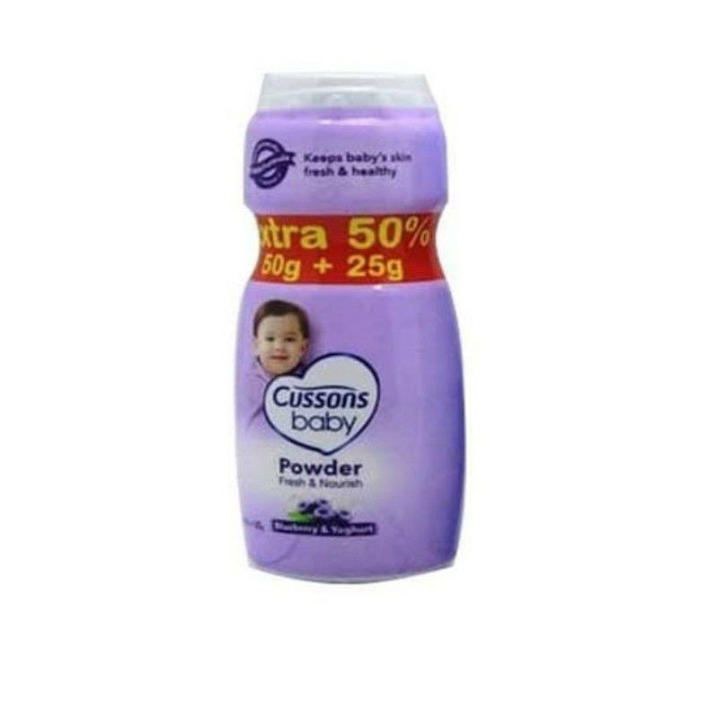 CUSSONS BABY Powder BEDAK BAYI UNGU Fresh &amp; Nourish 75 gr ( 50 + 25gr)