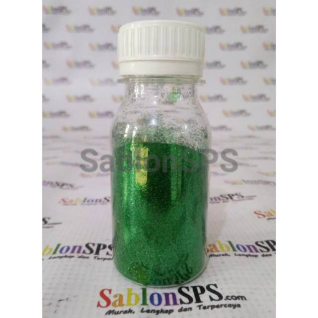 Bubuk Gliter Hijau / Green Glitter Powder 50gr Botol