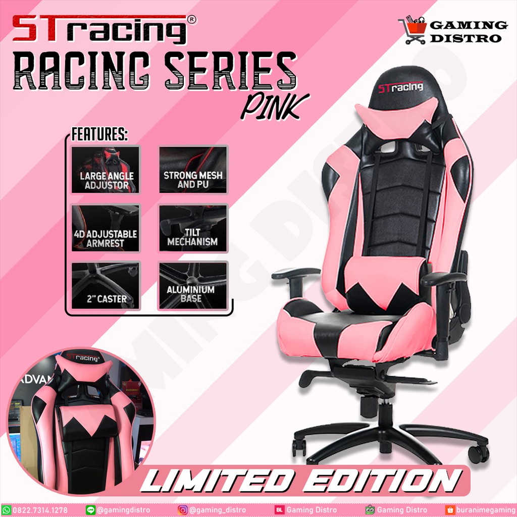 STRacing Gaming Chair - Kursi Gaming STRacing - Racing Series Pink