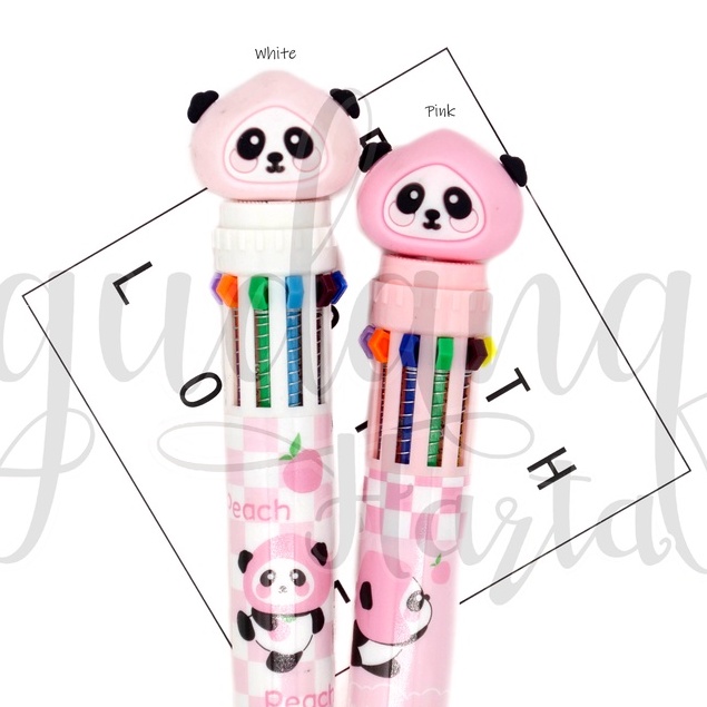 Pulpen 10 Warna Panda Pen Motif Warna Warni Animal Ballpoint GH 307204