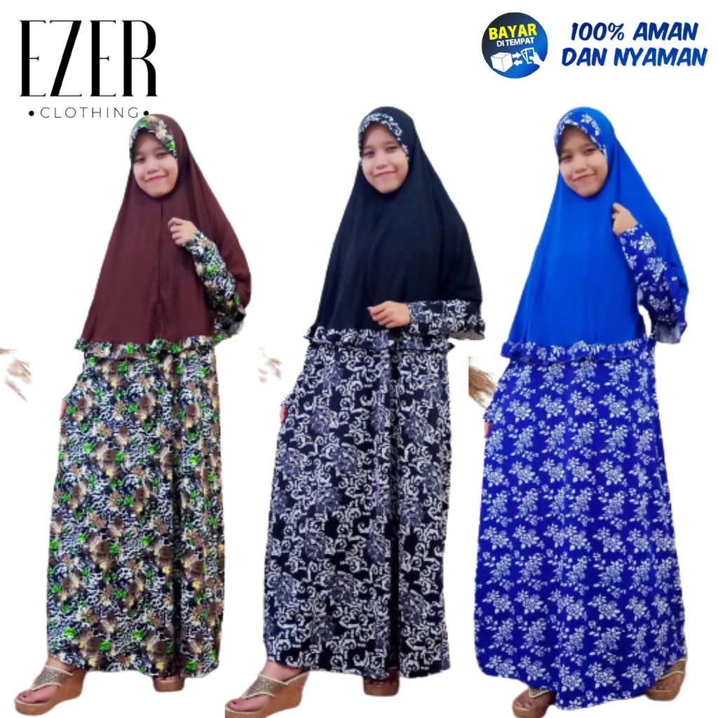 EZER Dress Gamis Set Syari Wanita Dewasa Maxi Motif Printing 1 Premium Scuba (REAL PICT)