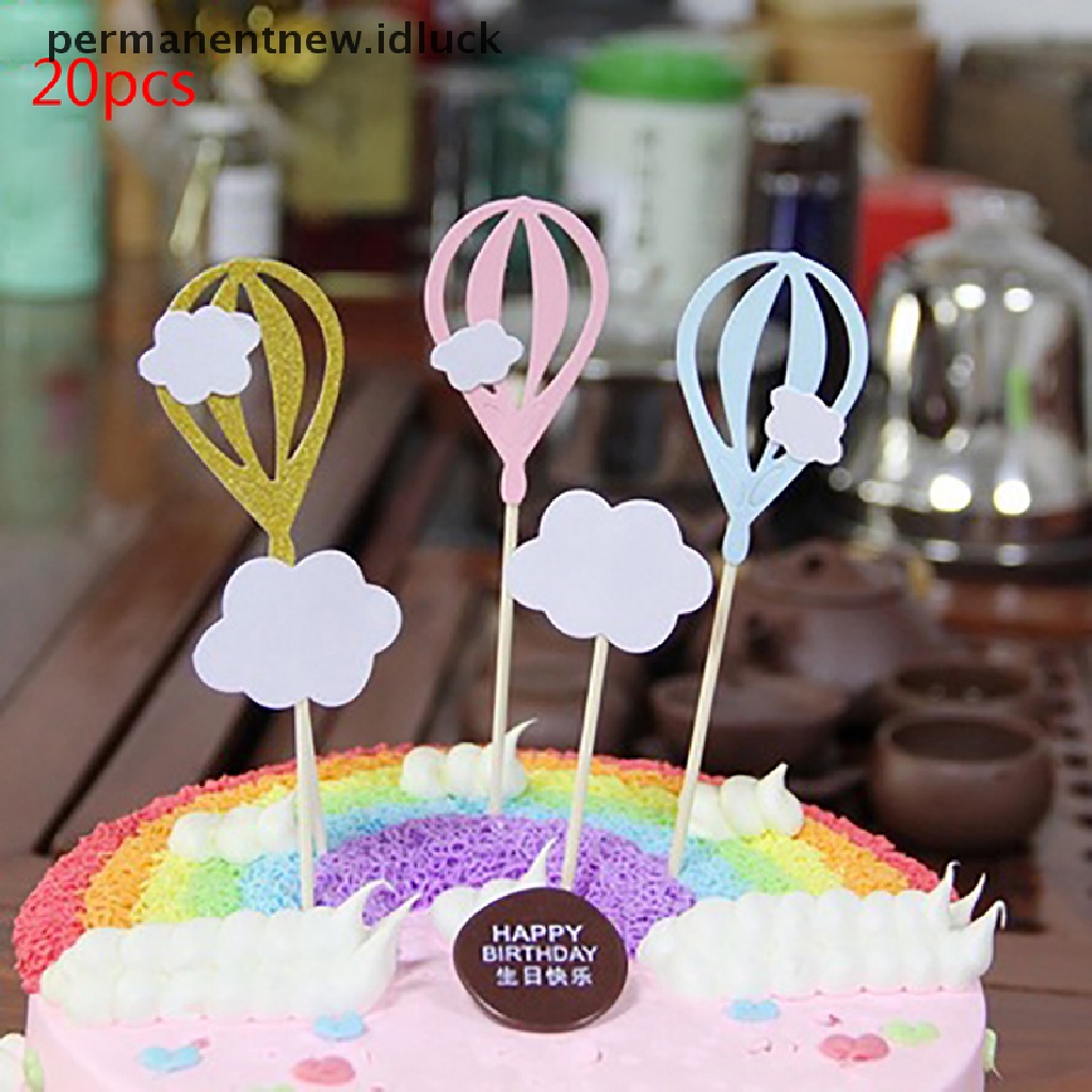 20 Pcs Topper Kue Bentuk Balon Udara Awan Putih Untuk Pesta