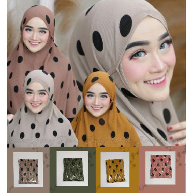 HIJAB / INSTAN BERGO MARIAM PRISKET POLKADOT BESAR TALI MODEL TERBARU-1