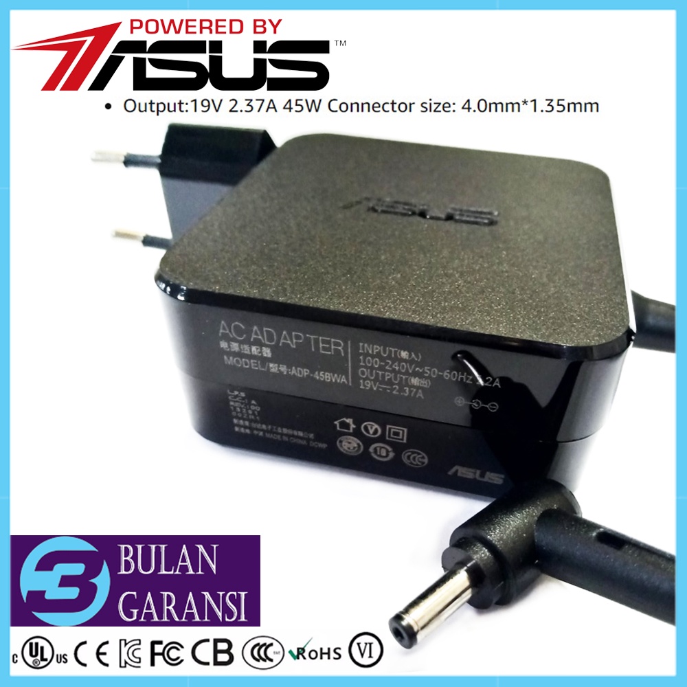 Adaptor Charger Casan Laptop Asus 19V 2.37A 45W 4.0*1.7mm Original X441 X441N X441U X441UV X441UA X441S X441SA X441SC X441M X441BA X441UA UX305 X200M X200CA X453 X453M X453MA X453S A407 A442 A409 E402Y E402W