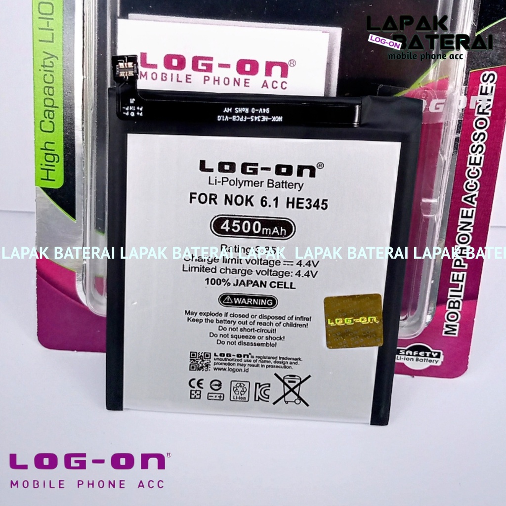 LOG - ON Baterai Nokia 6.1 HE345 | TA-1043 / TA-1045 / TA01050 / TA-1054 / TA-1068 Double IC protection Battery Batre