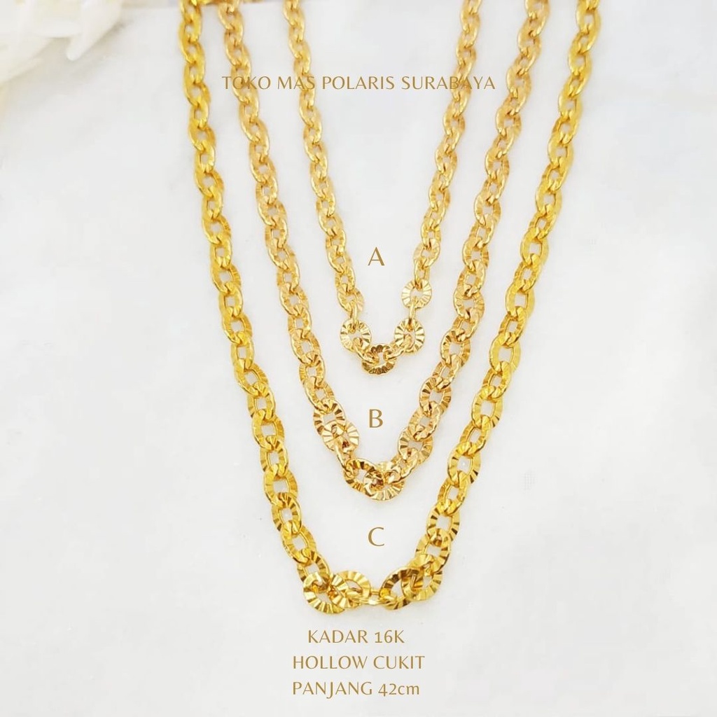 Kalung Hollow Nuri Perhiasan Emas Kuning kadar 700 16K 17K KL700|06960|44 KL6A