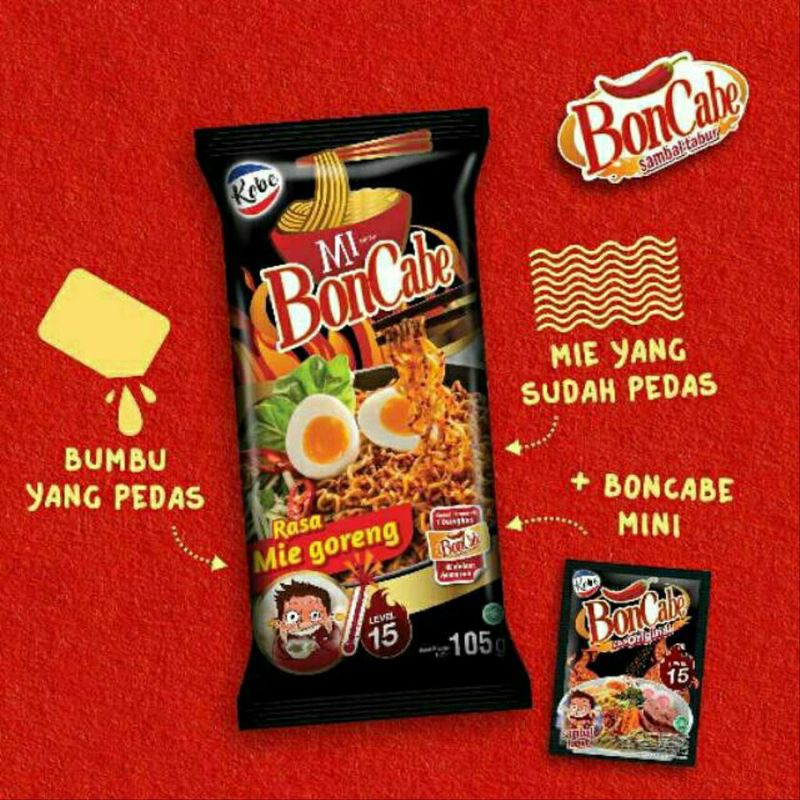 

Mie bon cabe extra pedas level 15/mie goreng/mie bon cabe