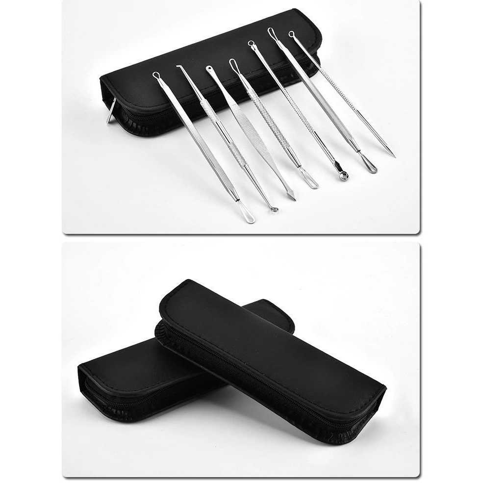 Set Alat Pencet Jerawat Komedo 7 in 1 Pimple Extractor / Perlengkapan Perawatan Wajah Jerawat Komedo Blackhead 7 PCS / Pinset Penghilang Pencabut Komedo Jerawat Kotoran Perawatan Wajah Stainless Steel / Alat Pemencet Jerawat Face Care Murah Original