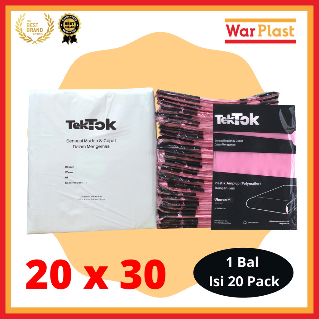 Plastik Polymailer Amplop Plastik Packing TekTok - Uk M 20x30 - Pink