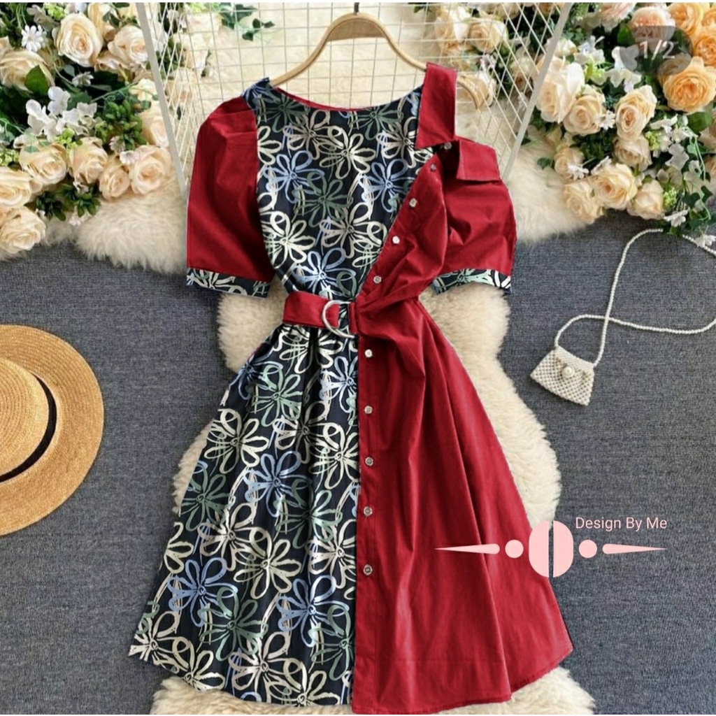 *[MCFK] Dress Beauties / Dress Flower Button Korea / Dress / Dress Casual Wanita / Pakaian Dress Wanita