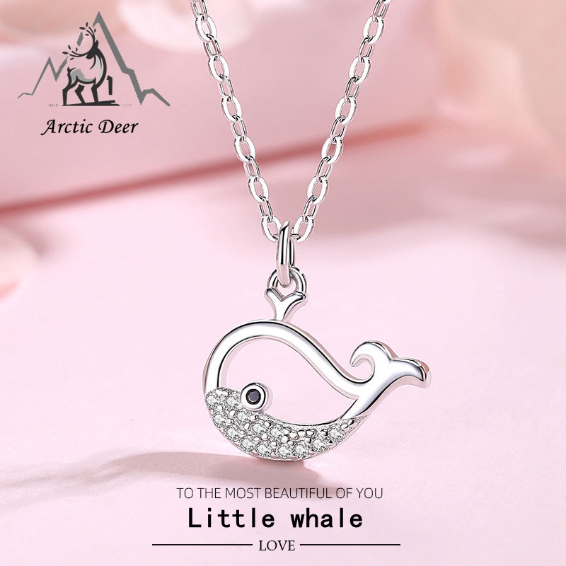 Little whale-kalung perak asli Simple and cute s925 Original Arctic Deer