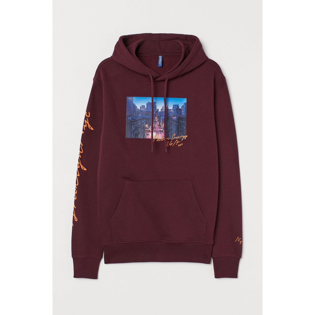 Hoodie Jaket H&M hnm Positive Energy Maroon Original