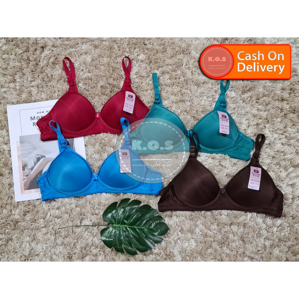 BRA BH TANPA KAWAT BUSA TIPIS POLOS WARNA CERAH SIZE 34-40