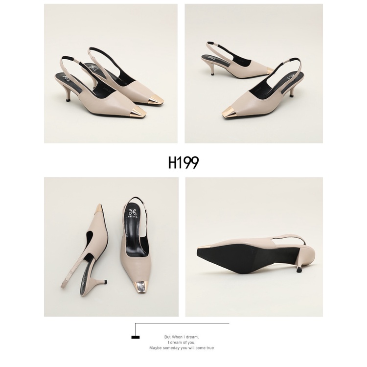 HELIVA VIVIAN Sling Back High Heels 6,5cm Pointed Shoes Bahan Kulit H199 Original Brand