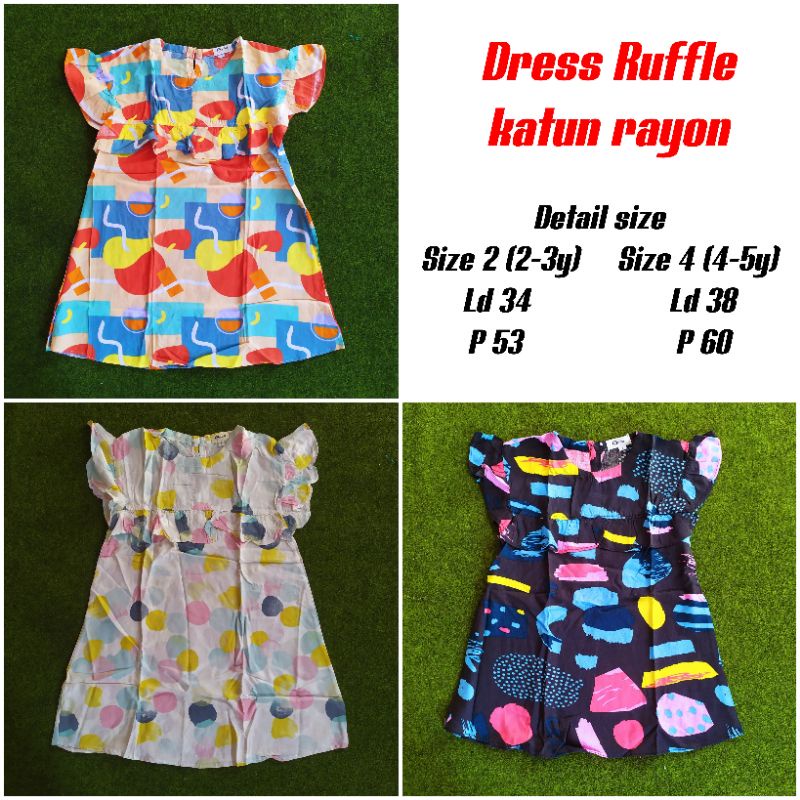 Dress anak katun rayon, dress anak ruffle katun rayon