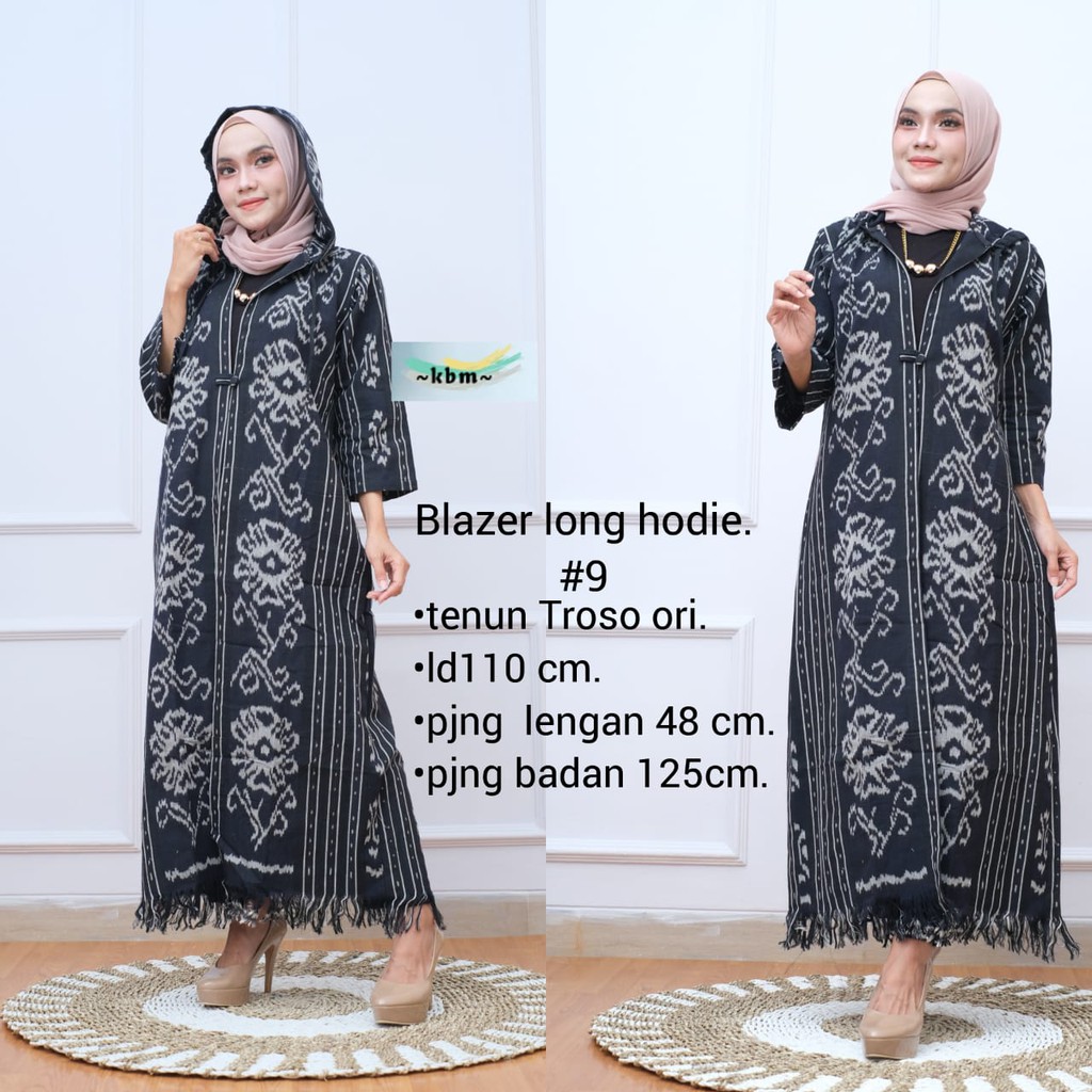 Blazer Long hoodie ori tenun troso